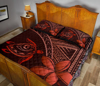 Hawaiian Turtle Plumeria Kakau Polynesian Quilt Bedding Set Red - Polynesian Pride