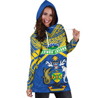 Solomon Islands Women Hoodie Dress Simple Coat Of Arms Rugby - Polynesian Pride