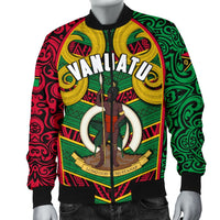 Vanuatu Men'S Bomber Jacket Pig Tusk Polynesian Coat Of Arms - Polynesian Pride