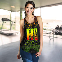 Hawaii Map Polynesian Women's Racerback Tank - Reggae Color Version - Polynesian Pride
