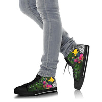 Papua New Guinea High Top Shoes - Turtle Plumeria Banana Leaf - Polynesian Pride