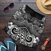 Fiji Men's Shorts - White Shark Polynesian Tattoo White - Polynesian Pride