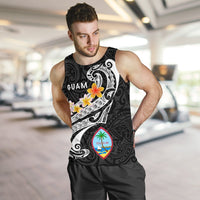 Guam Men's Tank Top - Guam Seal Polynesian Patterns Plumeria (Black) - Polynesian Pride