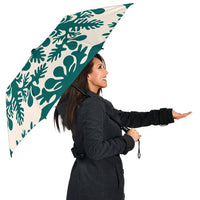 Hawaiian Quilt Tradition Turquoise Umbrella - Polynesian Pride
