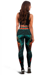 Hawaiian Plumeria Shark Polynesian Women's Leggings - Alan Style - AH - Polynesian Pride