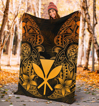 Polynesian Hawaii (Kanaka Maoli) Premium Blanket - Gold Turtle Homeland - Polynesian Pride