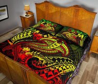 Tonga Quilt Bed Set - Reggae Shark Polynesian Tattoo - Polynesian Pride