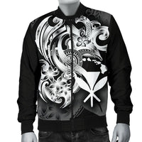 Polynesian Hawaii Men's Bomber Jacket - Kanaka Maoli White Turtle - Polynesian Pride