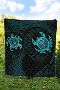 Hawaii Polynesian Turtle Premium Quilt Blue - Polynesian Pride
