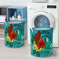 Wallis and Futuna Laundry Basket - Custom Personalised Tropical Flowers Style - Polynesian Pride