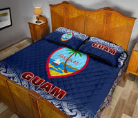 Guam Quilt Bed Set - Guam Coat Of Arms Fog Style - Polynesian Pride