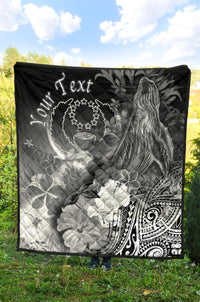 Pohnpei Custom Personalised Premium Quilt - Humpback Whale with Tropical Flowers (White) - Polynesian Pride