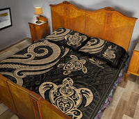 New Caledonia Quilt Bed Set - Gold Tentacle Turtle - Polynesian Pride