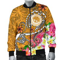 FSM Men's Bomber Jacket - Turtle Plumeria (Gold) - Polynesian Pride