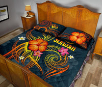 Polynesian Hawaii Quilt Bed Set - Legend of Kanaka Maoli (Blue) - Polynesian Pride