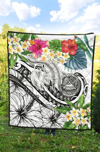 Polynesian American Samoa Premium Quilt - Summer Plumeria (White) - Polynesian Pride
