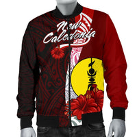 New Caledonia Polynesian Men's Bomber Jacket - Coat Of Arm With Hibiscus - Polynesian Pride