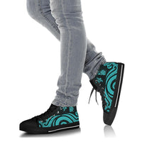 New Caledonia High Top Canvas Shoes - Turquoise Tentacle Turtle - Polynesian Pride
