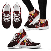 Papua New Guinea Polynesian Custom Personalised Sneakers - Coat Of Arm With Hibiscus - Polynesian Pride
