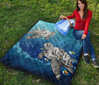 Turtle And Humuhumunukunukuapua'a Premium Quilt - Polynesian Pride
