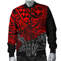 Polynesian Hawaii (Kanaka Maoli) Men Bomber Jacket - Red Hibiscus Turtle Flowing Red - Polynesian Pride