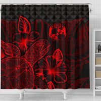 Tonga Shower Curtain Turtle Hibiscus Red - Polynesian Pride