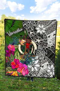 Vanuatu Premium Quilt - Turtle Plumeria Banana Leaf - Polynesian Pride