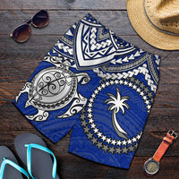 Chuuk Polynesian Short (Men) - White Turtle (Blue) - Polynesian Pride