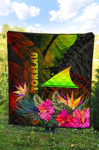 Tokelau Polynesian Premium Quilt - Hibiscus and Banana Leaves - Polynesian Pride