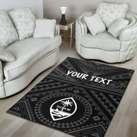 Guam Personalised Area Rug - Guam Seal With Polynesian Tattoo Style (Black) - Polynesian Pride