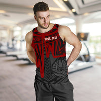 Tahiti Personalised Men's Tank Top - Tahiti Seal In Heartbeat Patterns Style (Red) - Polynesian Pride