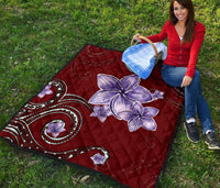 Plumeria Violet Polynesia Red Premium Quilt - Polynesian Pride