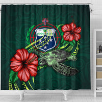 Samoa Polynesian Shower Curtain - Green Turtle Hibiscus - Polynesian Pride