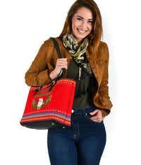 Hawaii Mele Kalikimaka Pattern Christmas Hawaiian Small Leather Tote - Pon Style - AH - Polynesian Pride