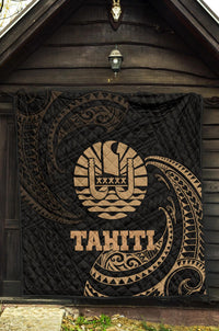 Tahiti Polynesian Premium Quilt - Gold Tribal Wave - Polynesian Pride