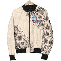 Guam Men's Bomber Jacket - The Beige Hibiscus - Polynesian Pride