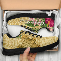 hawaiiSneakers - Turtle Sneakers Strong Pattern Hibiscus Plumeria AH - Polynesian Pride