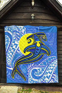 Palau Polynesian Premium Quilt - Palau Flag with Polynesian Tattoo - Polynesian Pride
