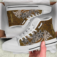 American Samoa Custom Personalised High Top Shoes - Polynesian Boar Tusk Unisex White - Polynesian Pride