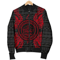 Palau Polynesian Men's Bomber Jacket Map Red - Polynesian Pride