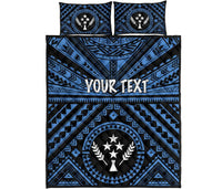 Kosrae Personalised Quilt Bed Set - Kosrae Flag In Polynesian Tattoo Style (Blue) - Polynesian Pride