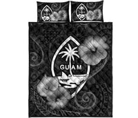 Guam Polynesian Quilt Bed Set - Guam Coat Of Arms & Black Hibiscus - Polynesian Pride