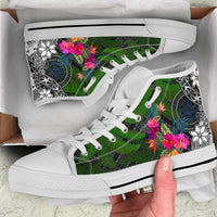 Palau High Top Shoes - Turtle Plumeria Banana Leaf Crest - Polynesian Pride