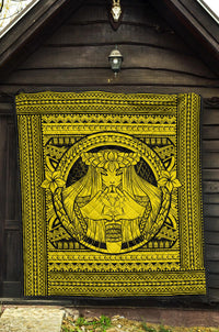 Hawaii Polynesian Pele Kanaka Premium Quilt Yellow - Polynesian Pride