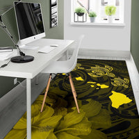 Hawaii Turtle Hibiscus Map Polynesian Area Rug AH - Polynesian Pride