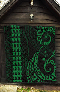 Hawaii Kakau Green Polynesian Premium Quilt - Polynesian Pride
