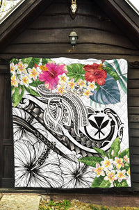 Polynesian Hawaii Kanaka Maoli Premium Quilt - Summer Plumeria (White) - Polynesian Pride