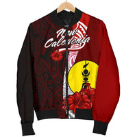 New Caledonia Polynesian Men's Bomber Jacket - Coat Of Arm With Hibiscus - Polynesian Pride