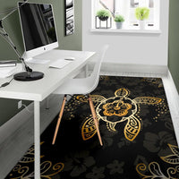 Hawaiian Golden Hibiscus And Turtle Area Rug AH - Polynesian Pride
