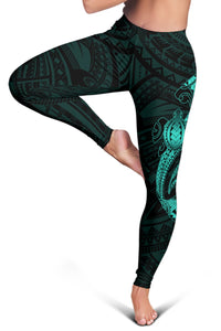 Hawaii Turtle Shark Polynesian Leggings - Turquoise - Polynesian Pride